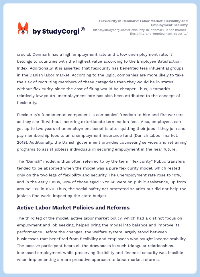 Flexicurity in Denmark: Labor Market Flexibility and Employment Security. Page 2
