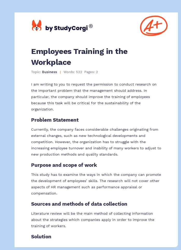 Employees Training in the Workplace. Page 1
