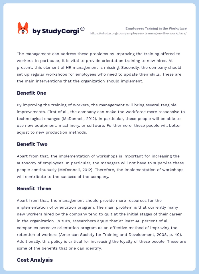 Employees Training in the Workplace. Page 2