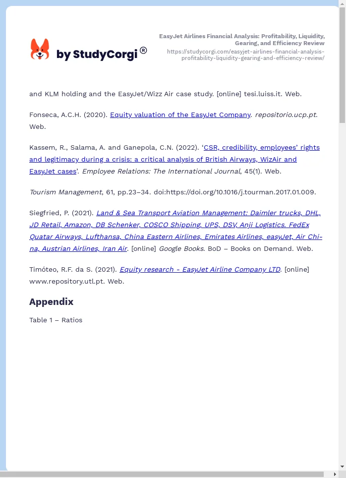 EasyJet Airlines Financial Analysis: Profitability, Liquidity, Gearing, and Efficiency Review. Page 2