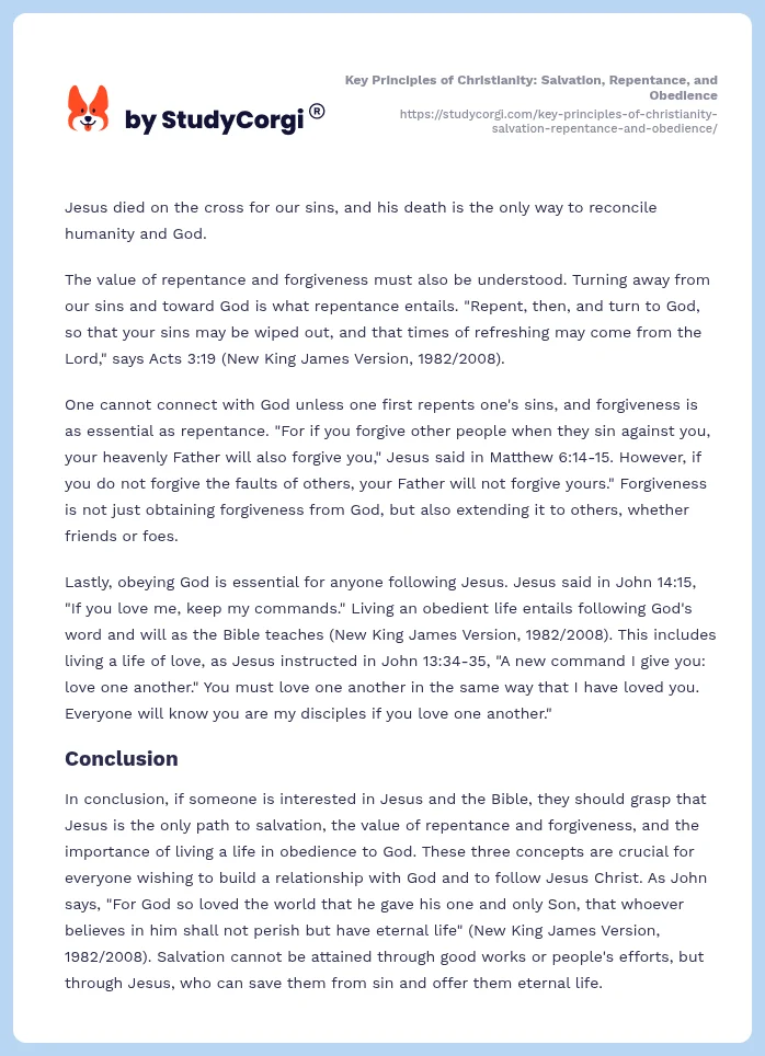 Key Principles of Christianity: Salvation, Repentance, and Obedience. Page 2