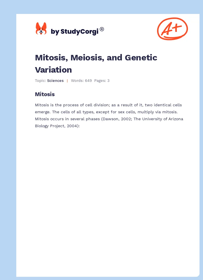 Mitosis, Meiosis, and Genetic Variation. Page 1