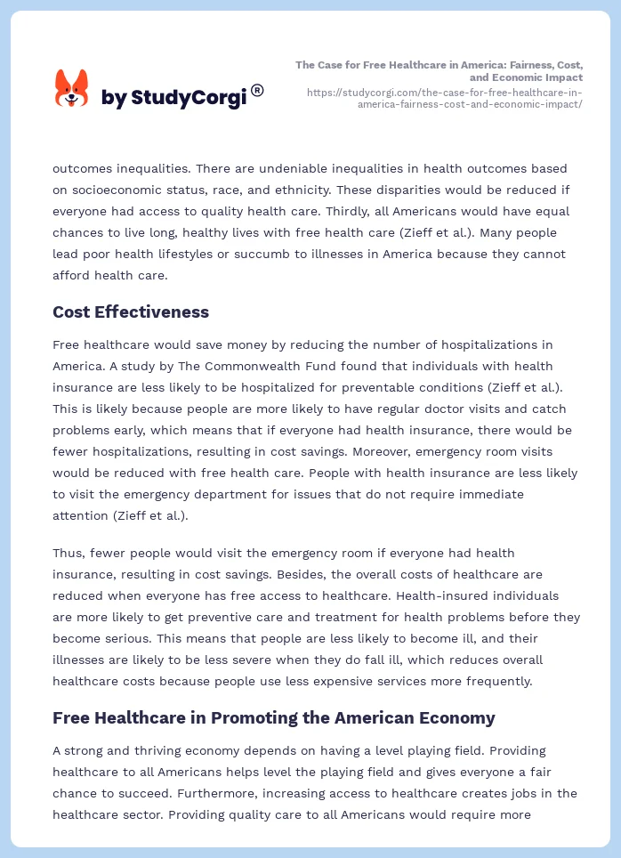The Case for Free Healthcare in America: Fairness, Cost, and Economic Impact. Page 2