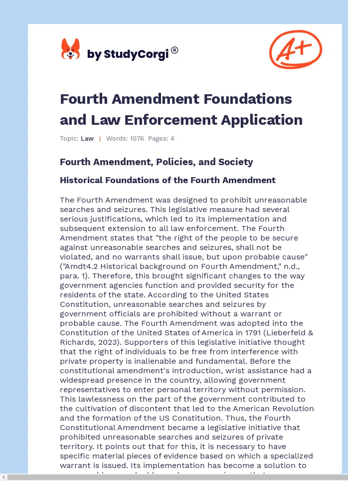 Fourth Amendment Foundations and Law Enforcement Application. Page 1