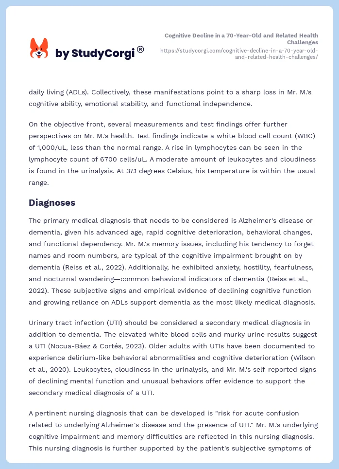 Cognitive Decline in a 70-Year-Old and Related Health Challenges. Page 2