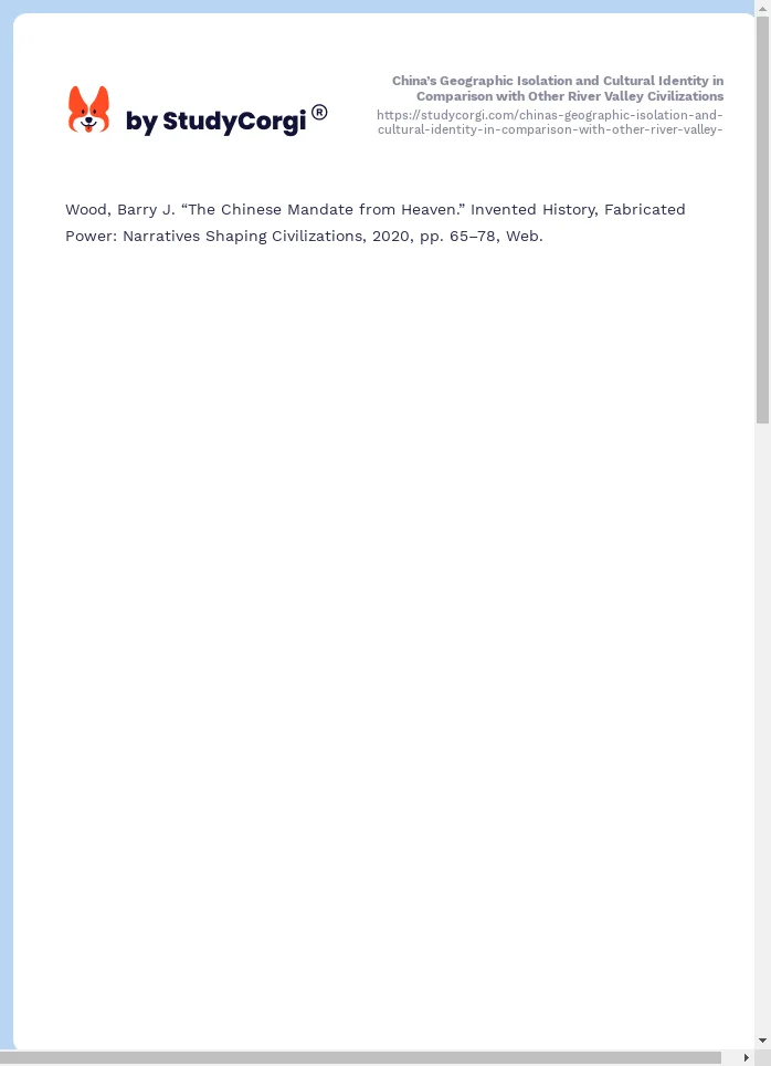 China’s Geographic Isolation and Cultural Identity in Comparison with Other River Valley Civilizations. Page 2