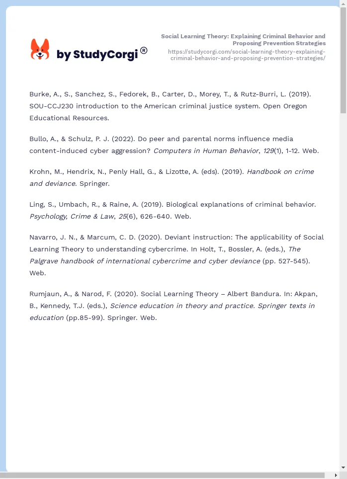 Social Learning Theory: Explaining Criminal Behavior and Proposing Prevention Strategies. Page 2