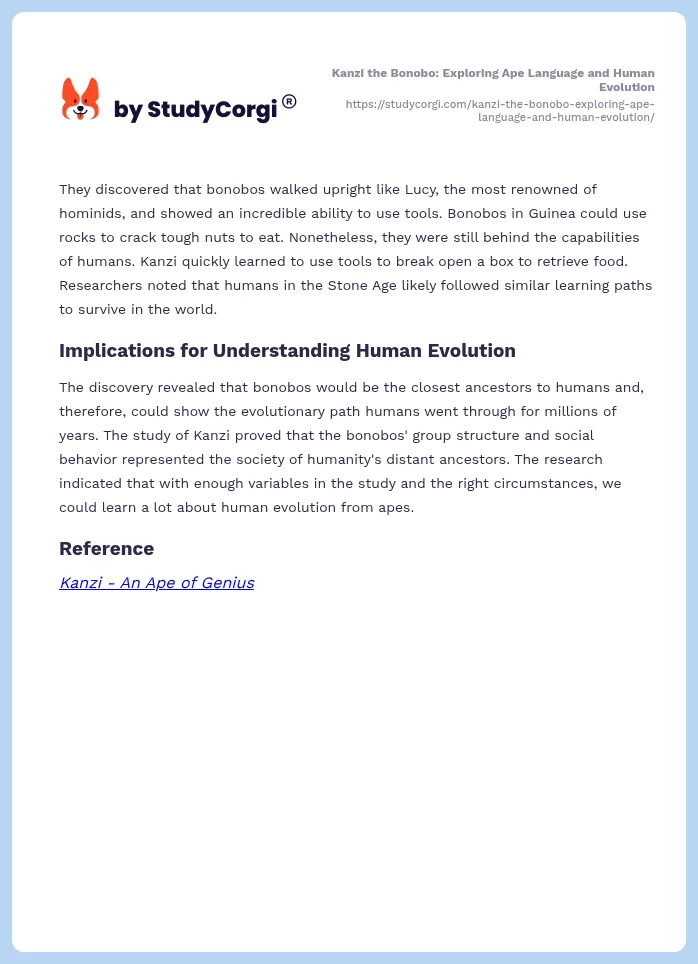 Kanzi the Bonobo: Exploring Ape Language and Human Evolution. Page 2