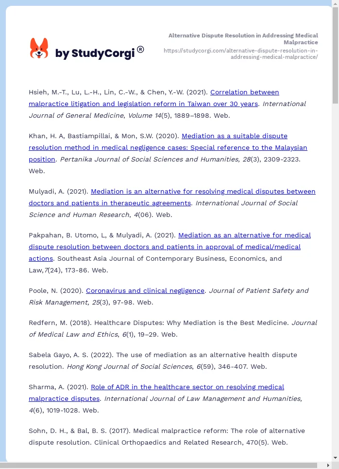Alternative Dispute Resolution in Addressing Medical Malpractice. Page 2