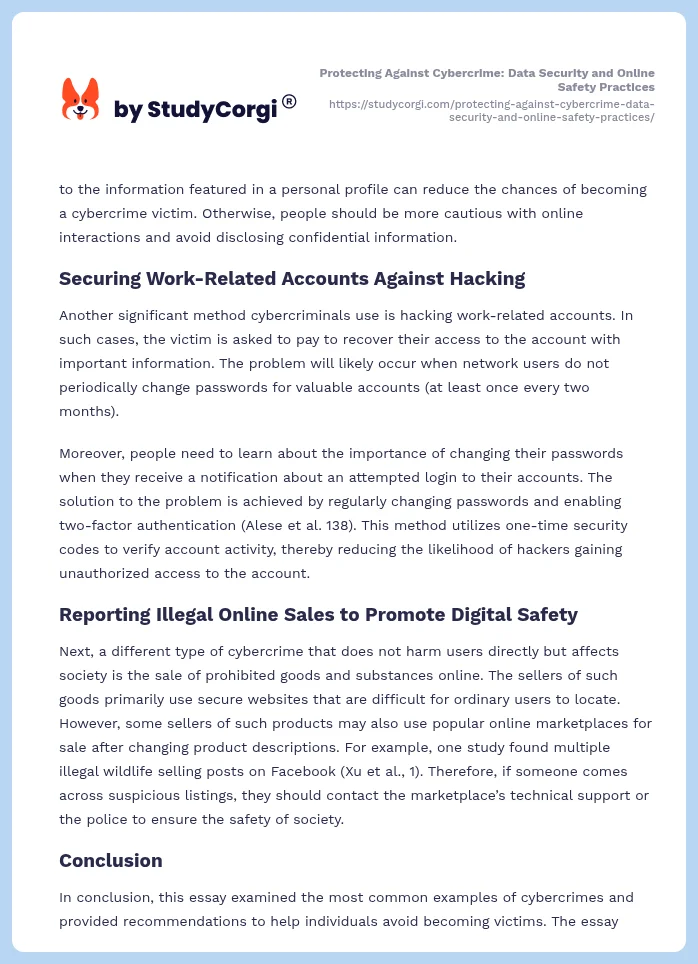 Protecting Against Cybercrime: Data Security and Online Safety Practices. Page 2