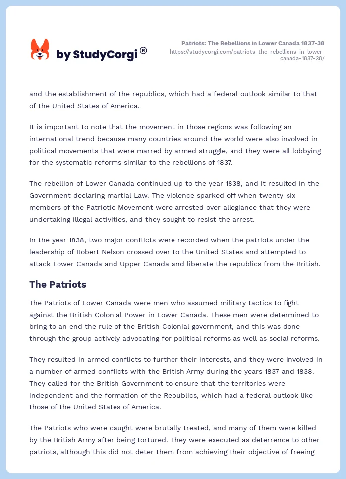 Patriots: The Rebellions in Lower Canada 1837-38. Page 2