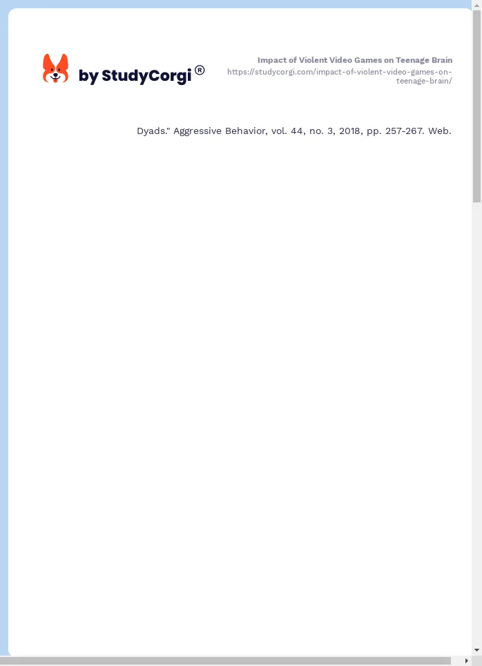 Impact of Violent Video Games on Teenage Brain. Page 2