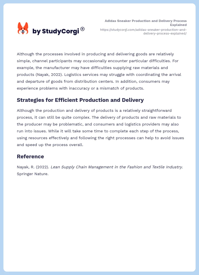 Adidas Sneaker Production and Delivery Process Explained. Page 2