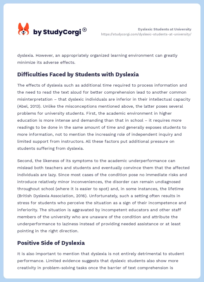Dyslexic Students at University. Page 2
