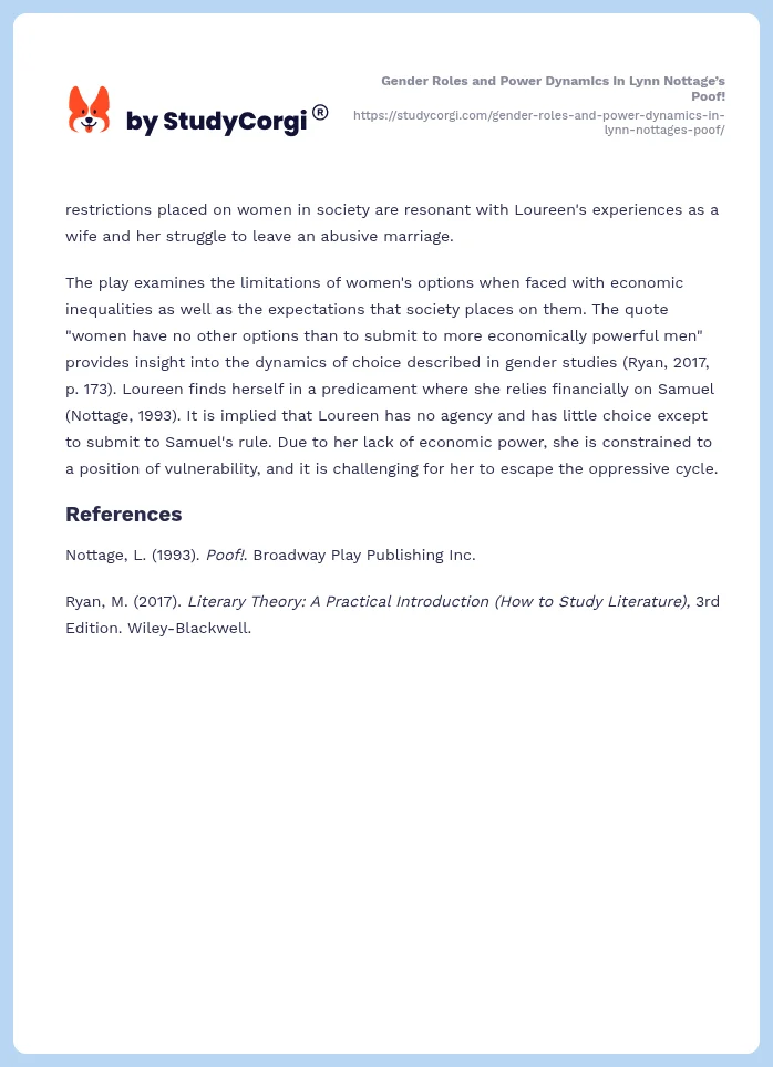 Gender Roles and Power Dynamics in Lynn Nottage’s Poof!. Page 2