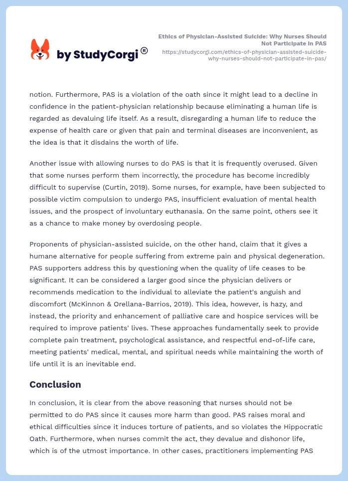 Ethics of Physician-Assisted Suicide: Why Nurses Should Not Participate in PAS. Page 2