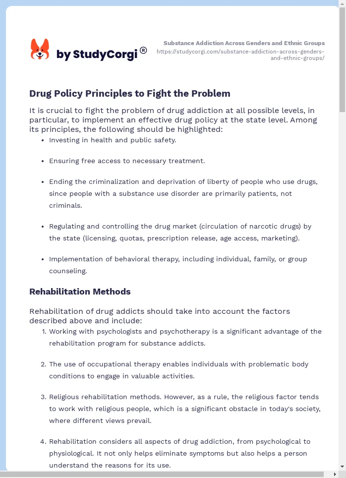 Substance Addiction Across Genders and Ethnic Groups. Page 2
