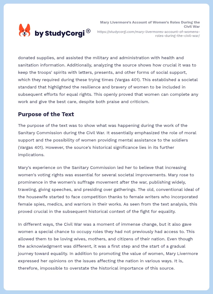 Mary Livermore’s Account of Women’s Roles During the Civil War. Page 2
