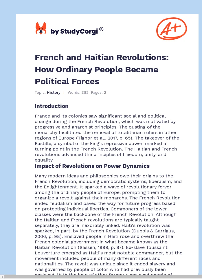 French and Haitian Revolutions: How Ordinary People Became Political Forces. Page 1
