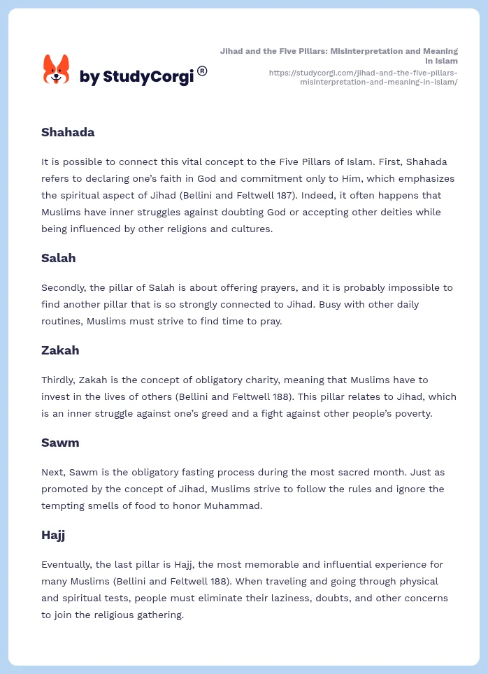Jihad and the Five Pillars: Misinterpretation and Meaning in Islam. Page 2