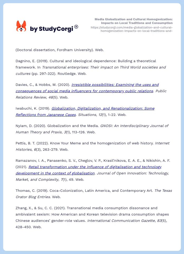 Media Globalization and Cultural Homogenization: Impacts on Local Traditions and Consumption. Page 2