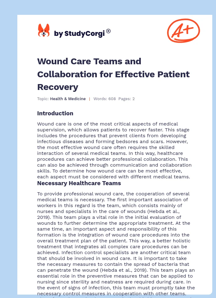 Wound Care Teams and Collaboration for Effective Patient Recovery. Page 1