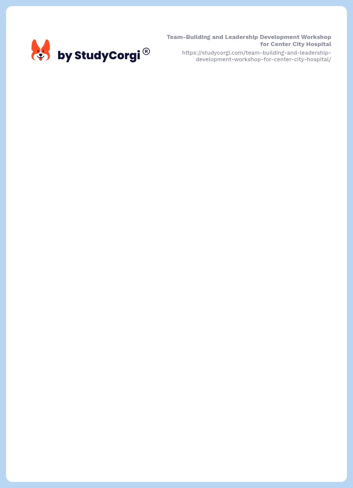 Team-Building and Leadership Development Workshop for Center City Hospital. Page 2