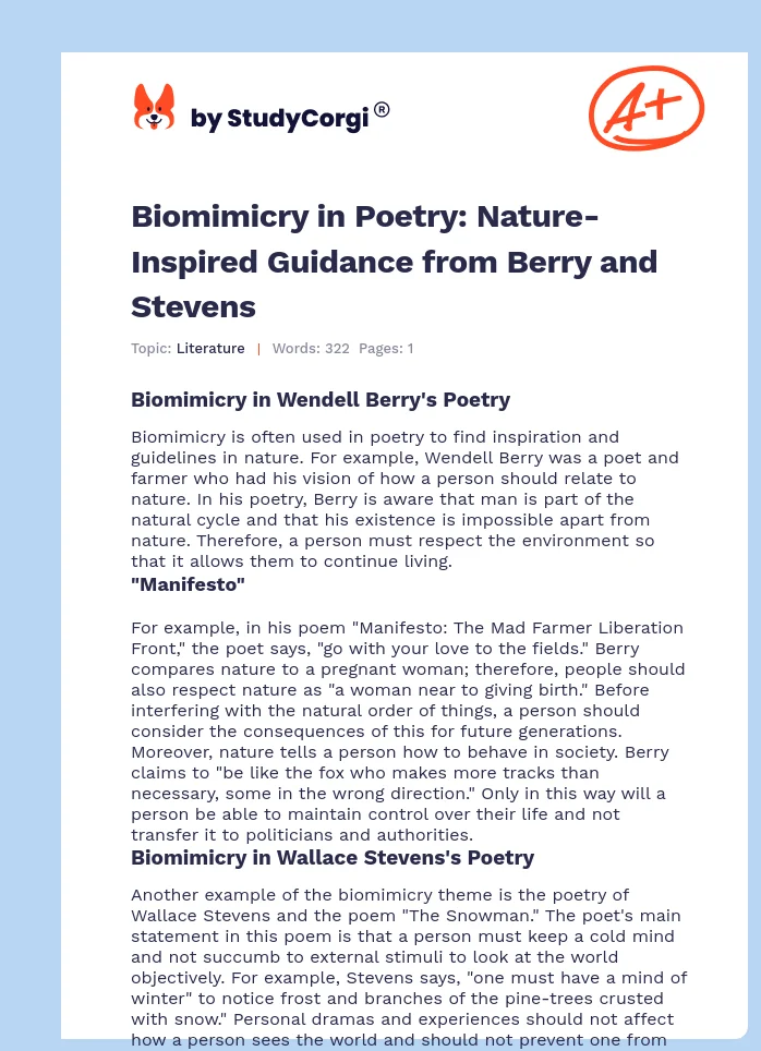 Biomimicry in Poetry: Nature-Inspired Guidance from Berry and Stevens. Page 1