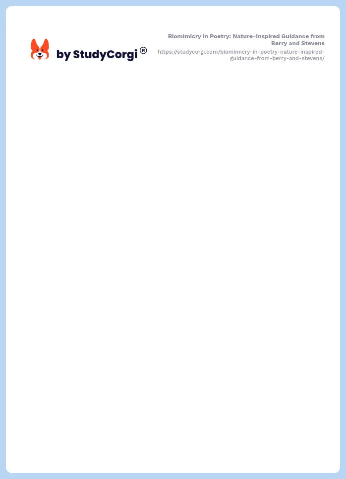 Biomimicry in Poetry: Nature-Inspired Guidance from Berry and Stevens. Page 2