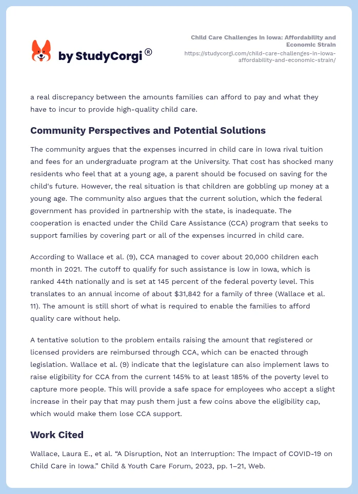 Child Care Challenges in Iowa: Affordability and Economic Strain. Page 2