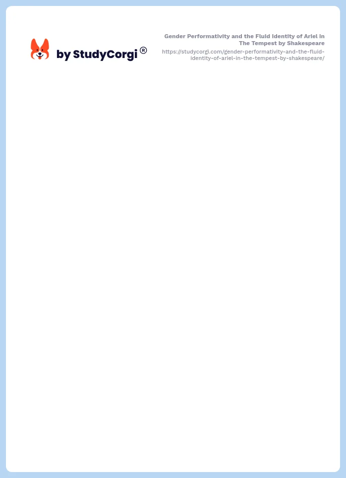 Gender Performativity and the Fluid Identity of Ariel in The Tempest by Shakespeare. Page 2