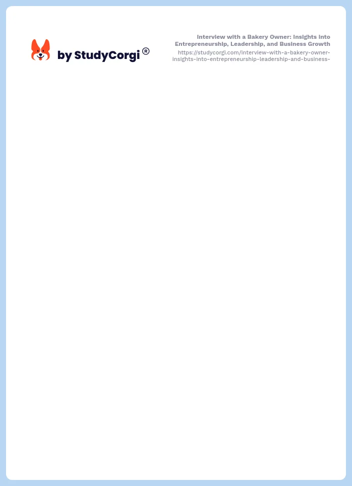 Interview with a Bakery Owner: Insights into Entrepreneurship, Leadership, and Business Growth. Page 2