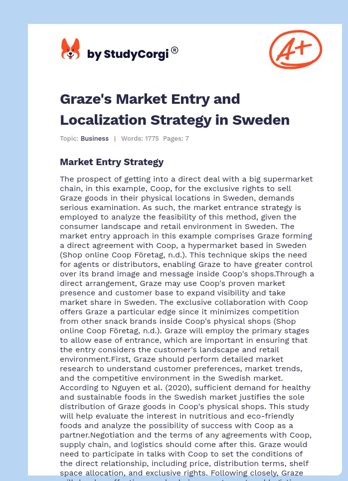 Graze's Market Entry and Localization Strategy in Sweden. Page 1