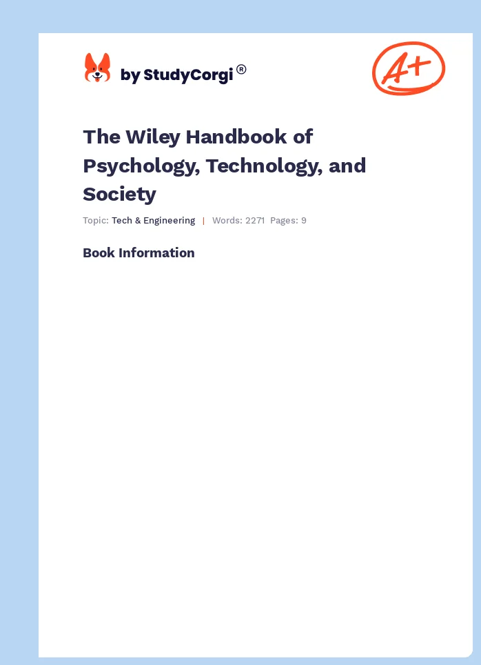 The Wiley Handbook of Psychology, Technology, and Society. Page 1