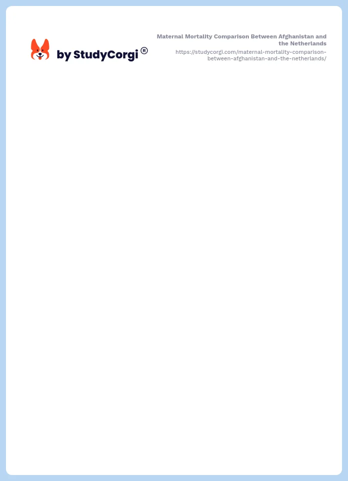 Maternal Mortality Comparison Between Afghanistan and the Netherlands. Page 2