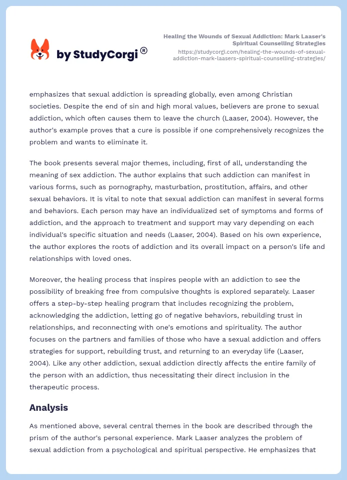 Healing the Wounds of Sexual Addiction: Mark Laaser's Spiritual Counselling Strategies. Page 2