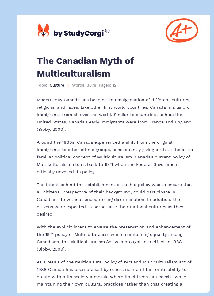 The Canadian Myth of Multiculturalism. Page 1