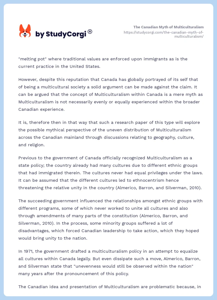 The Canadian Myth of Multiculturalism. Page 2