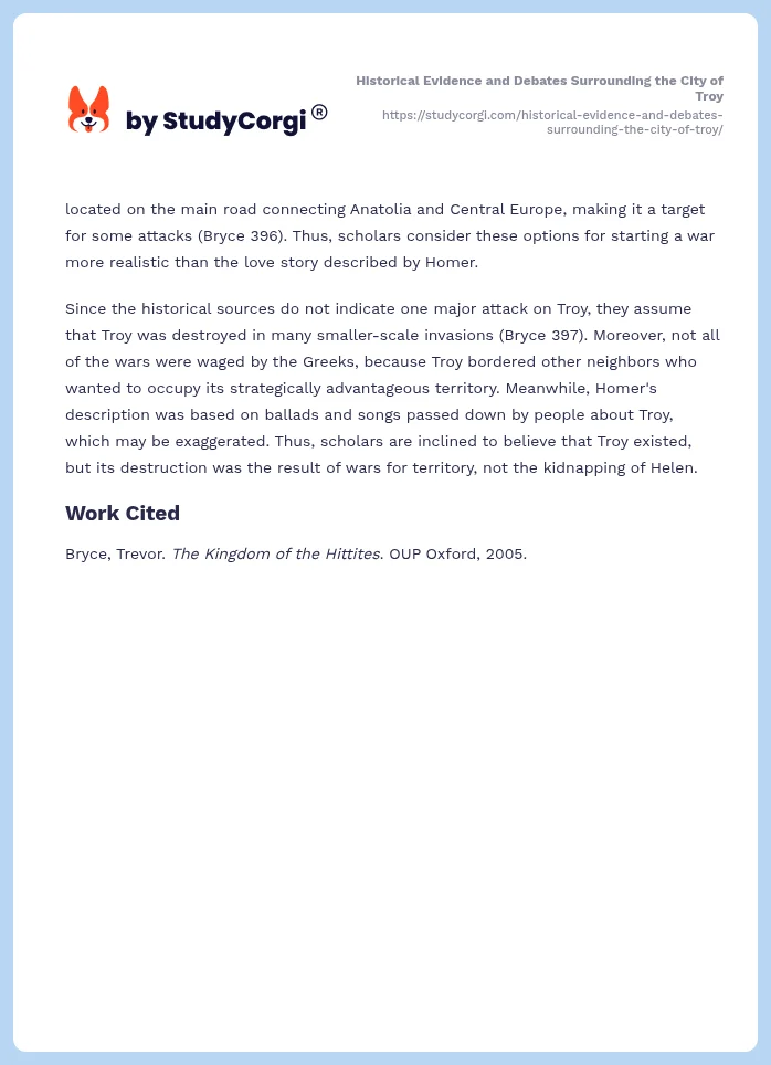Historical Evidence and Debates Surrounding the City of Troy. Page 2