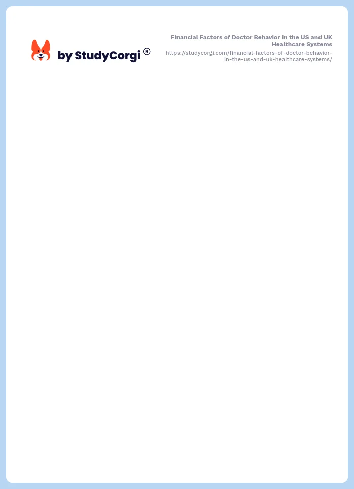 Financial Factors of Doctor Behavior in the US and UK Healthcare Systems. Page 2