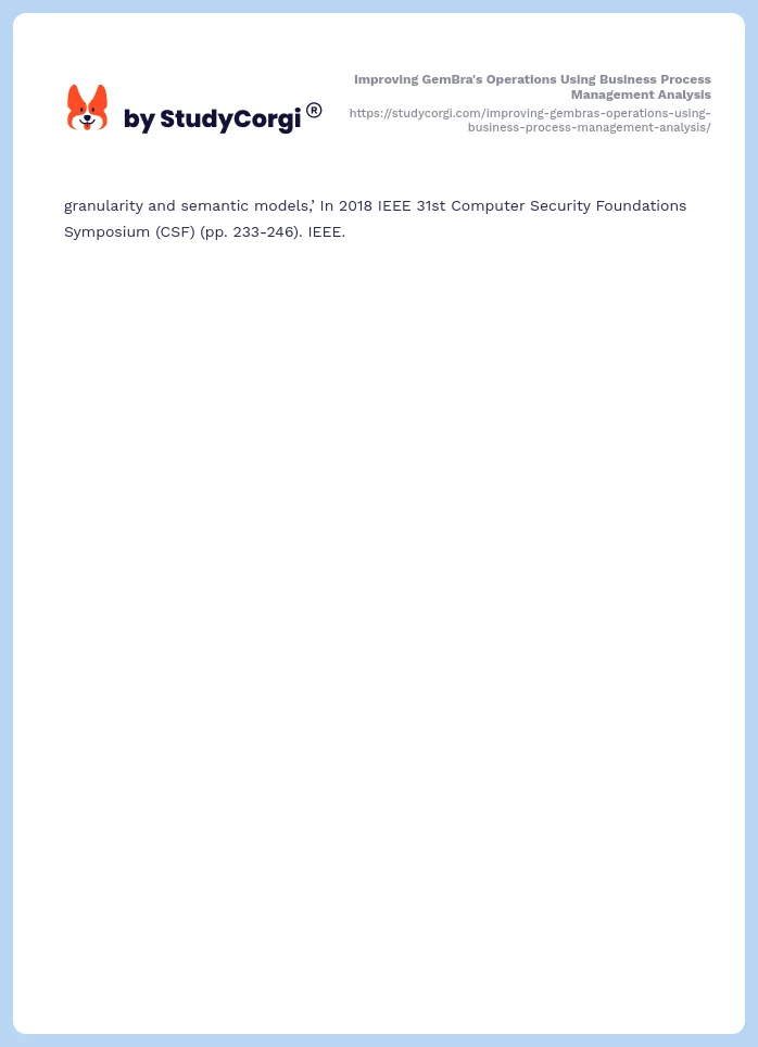 Improving GemBra's Operations Using Business Process Management Analysis. Page 2