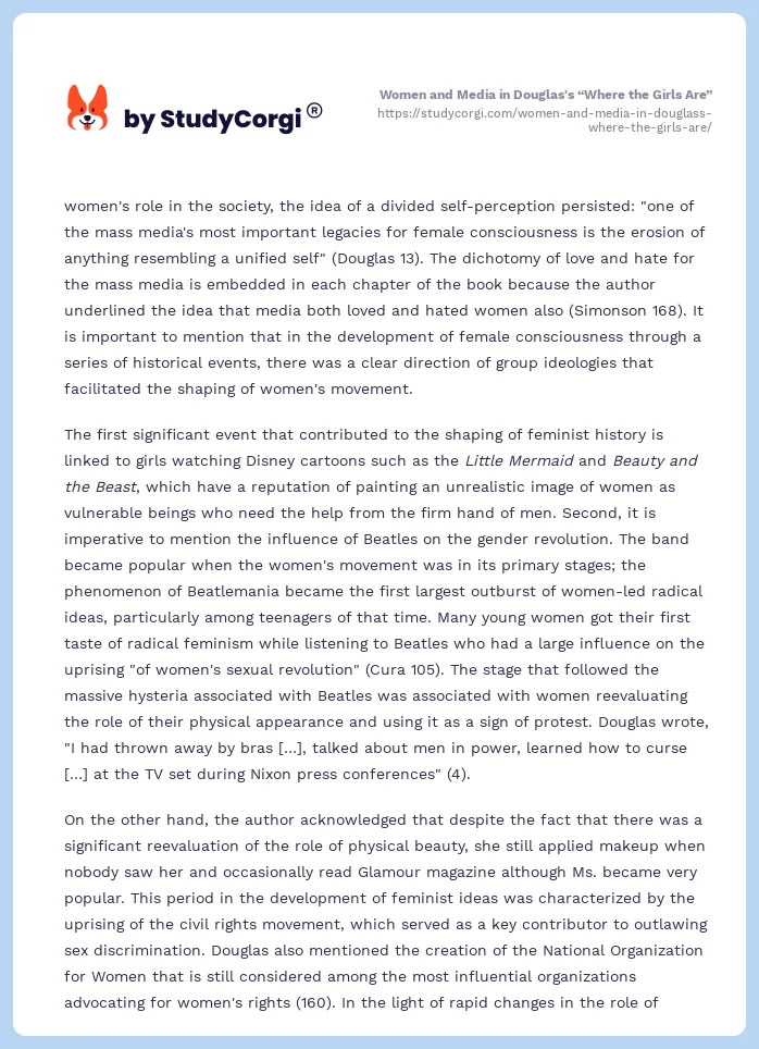 Women and Media in Douglas's “Where the Girls Are”. Page 2