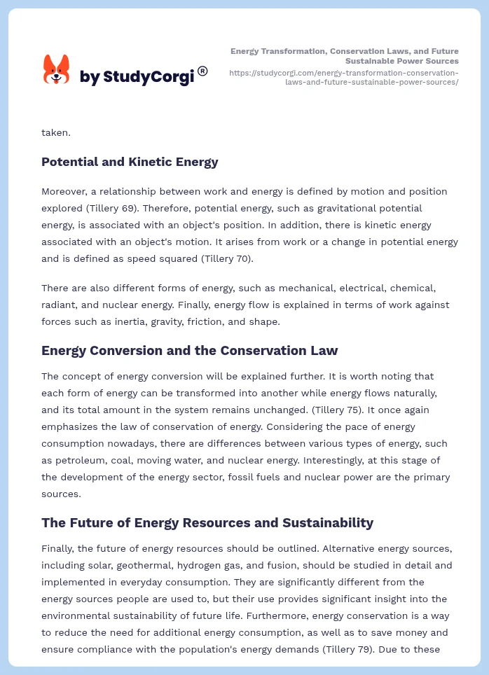 Energy Transformation, Conservation Laws, and Future Sustainable Power Sources. Page 2