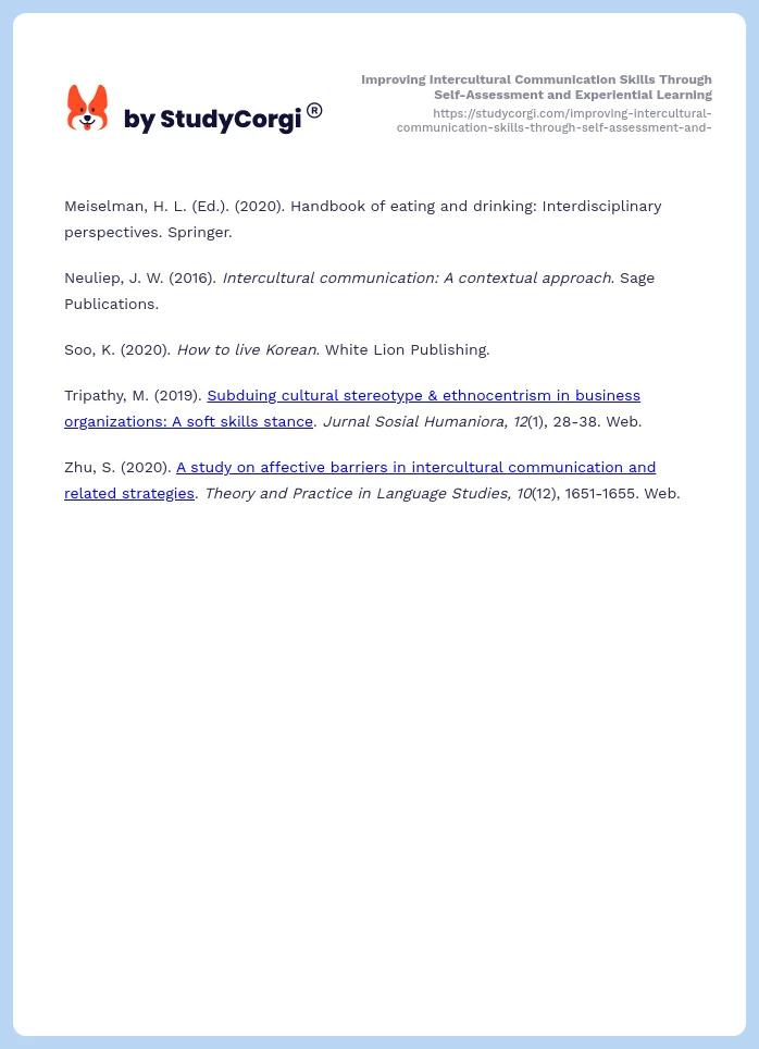 Improving Intercultural Communication Skills Through Self-Assessment and Experiential Learning. Page 2