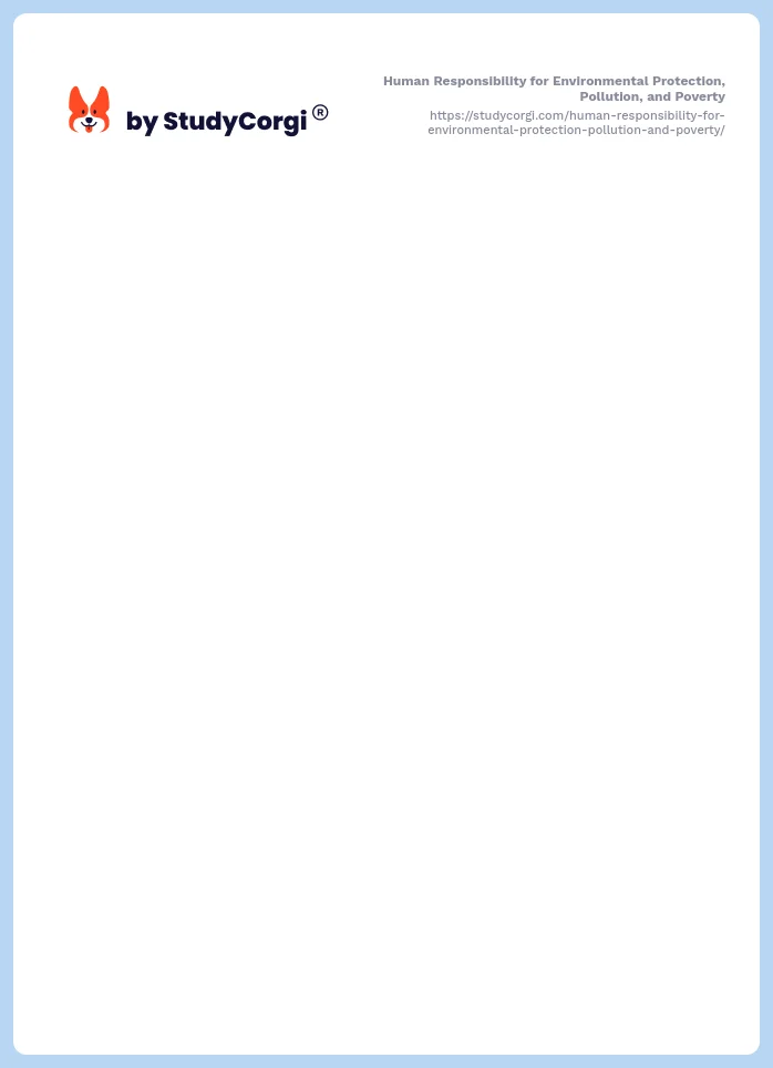 Human Responsibility for Environmental Protection, Pollution, and Poverty. Page 2