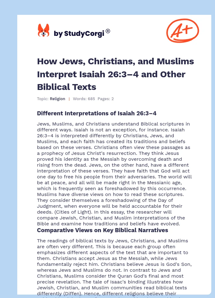 How Jews, Christians, and Muslims Interpret Isaiah 26:3–4 and Other Biblical Texts. Page 1