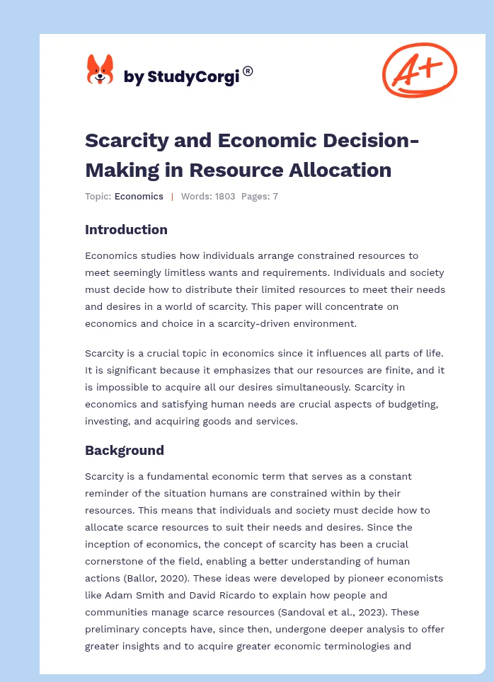 Scarcity and Economic Decision-Making in Resource Allocation. Page 1