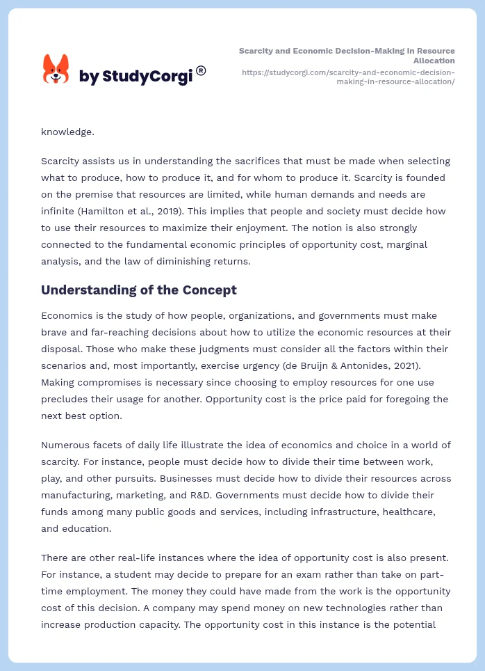 Scarcity and Economic Decision-Making in Resource Allocation. Page 2
