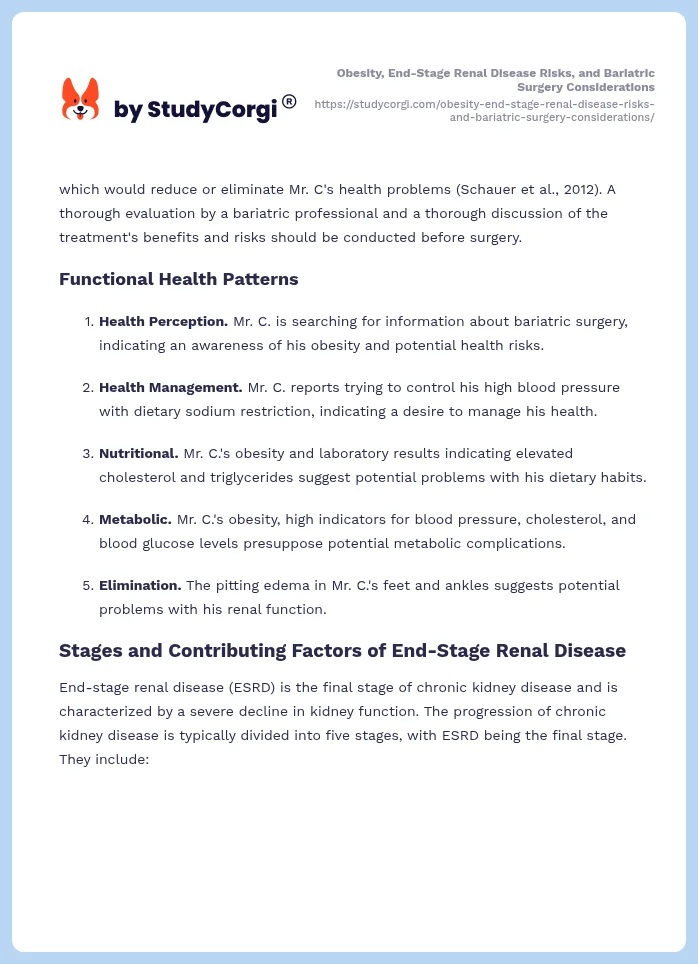 Obesity, End-Stage Renal Disease Risks, and Bariatric Surgery Considerations. Page 2