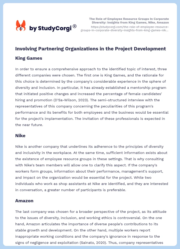 The Role of Employee Resource Groups in Corporate Diversity: Insights from King Games, Nike, Amazon. Page 2